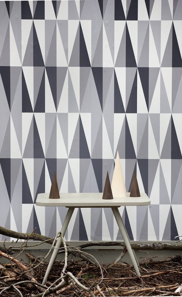 Ferm Living Geometric Wallpaper -  Spear in Grey