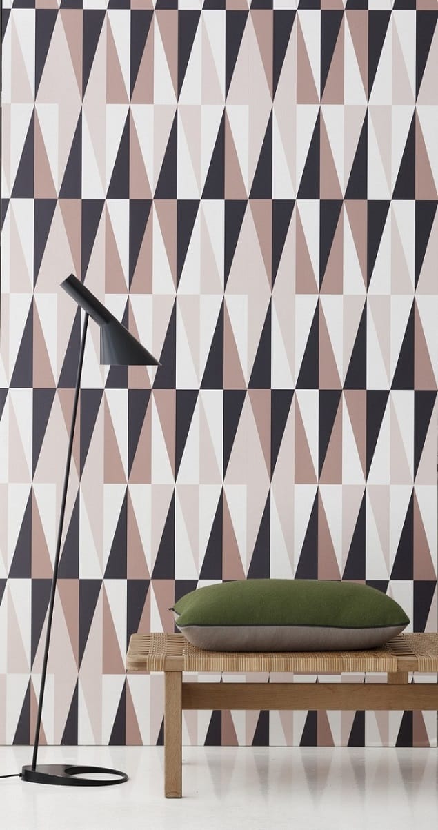 Ferm Living Geometric Wallpaper - Spear in Rose