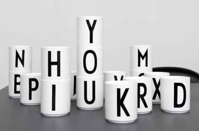 Design Letter + Arne Jacobsen vintage typography Porcelain cups