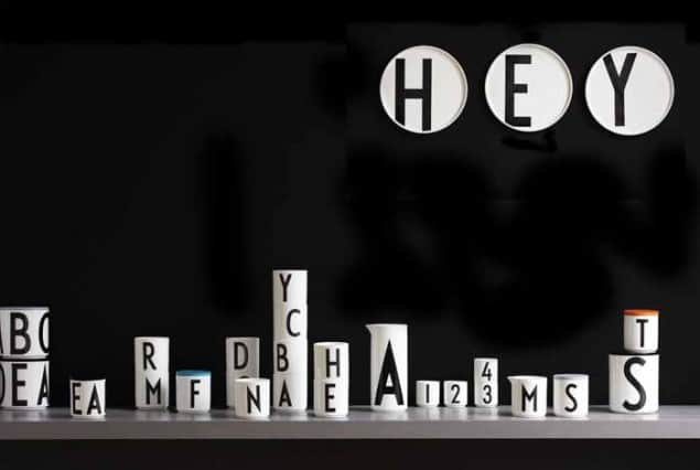 Design Letters + Arne Jacobsen vintage typography porcelain