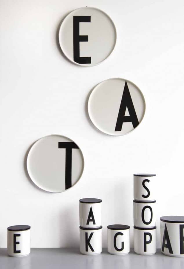 Design Letters Arne Jacobsen vintage typography porcelain plates & jars