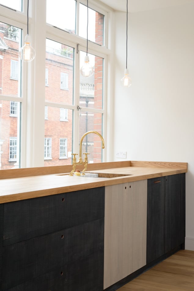 The Clerkenwell Apartment features the Sebastian Cox Kitchen range by deVOL. The industrial style open space contains the understated, handmade kitchen that deVOL founder Paul O’Leary describes as "Urban Rustic; it brings a little bit of woodland into the city, with some style.”