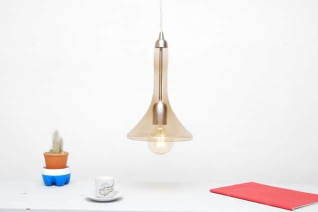 Mushroom Designs Totnes Devon Fresia Brown glass pendant light