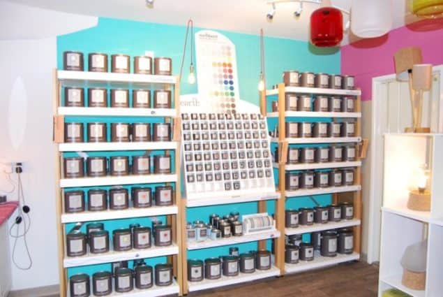 Mushroom Designs Totnes Devon Lighting Showroom Earthborn Paint display